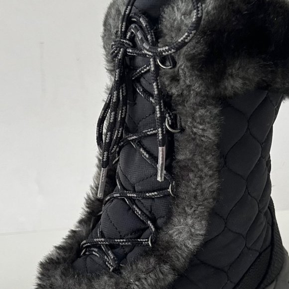 L.L. Bean Quilted Winter Snow Boots Faux Fur Lined Mid Calf Lace Up Booties - Picture 8 of 16